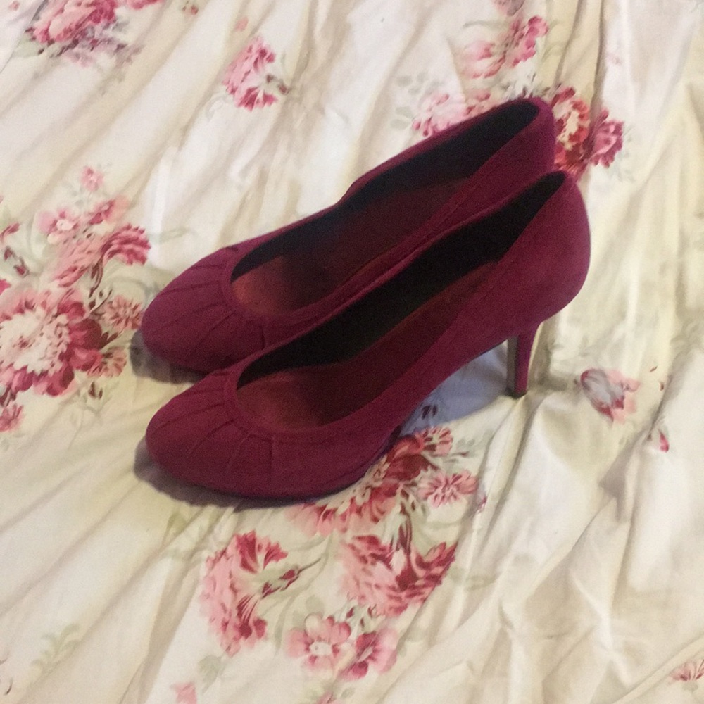 Pink suede heels